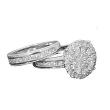 Load image into Gallery viewer, 18k Gold Filled 2.30 CT MEN WOMEN DIAMOND TRIO ENGAGEMENT WEDDING RING BAND SET