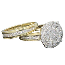 Load image into Gallery viewer, 18k Gold Filled 2.30 CT MEN WOMEN DIAMOND TRIO ENGAGEMENT WEDDING RING BAND SET