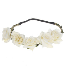 Load image into Gallery viewer, Hair Flower Crown Women Handmade Cloth Flower Headband  Beach Adjustable  Girls Rose Flower Garland
