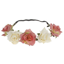 Load image into Gallery viewer, Hair Flower Crown Women Handmade Cloth Flower Headband  Beach Adjustable  Girls Rose Flower Garland