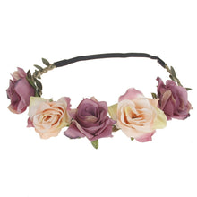 Load image into Gallery viewer, Hair Flower Crown Women Handmade Cloth Flower Headband  Beach Adjustable  Girls Rose Flower Garland