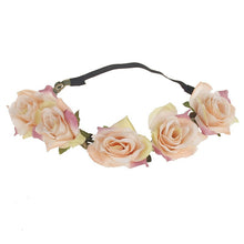 Load image into Gallery viewer, Hair Flower Crown Women Handmade Cloth Flower Headband  Beach Adjustable  Girls Rose Flower Garland
