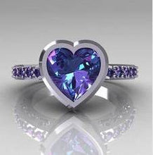 Load image into Gallery viewer, 925 Silver 2.35Ct Heart Amethyst Wedding Engagement Ring