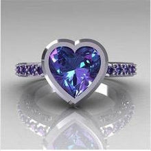 Load image into Gallery viewer, 925 Silver 2.35Ct Heart Amethyst Wedding Engagement Ring