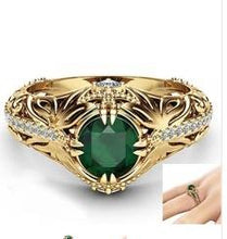 Load image into Gallery viewer, Rare grandmother green 14k rose gold diamond engagement ring size6 10