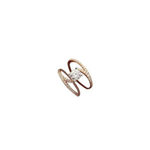 Load image into Gallery viewer, Gorgeous 925 Sterling Silver Curve Ring Two Tone 14K Solid Rose Gold Solitaire Round Diamond Jewelry Anniversary Proposal Promise Gift Party Bridal Engagement Wedding Band Rings for Bride Women Size 5 6 7 8 9 10